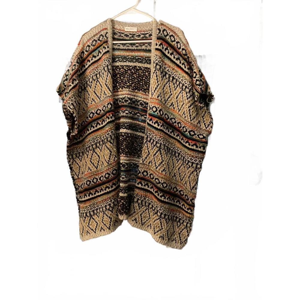 Sole Society Southwestern Open Kimono with Metallic Threads One Size
